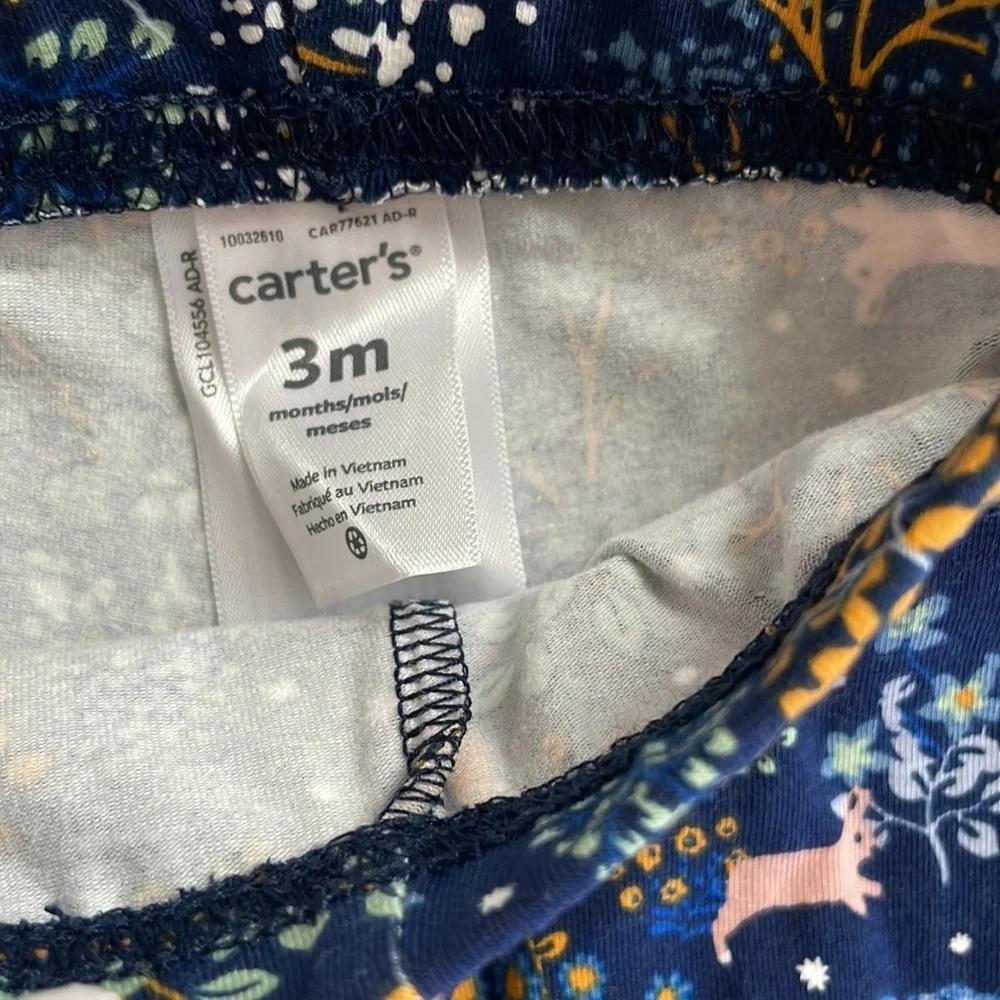 Carter’s Baby Girl Blue Enchanted Floral Forest Print Leggings Size 3m